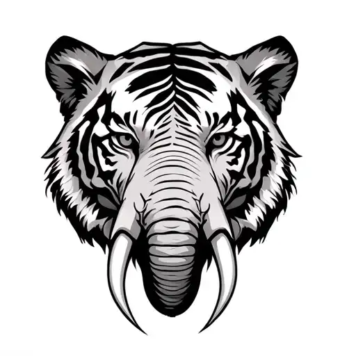 Half Elephant Half Tiger Head