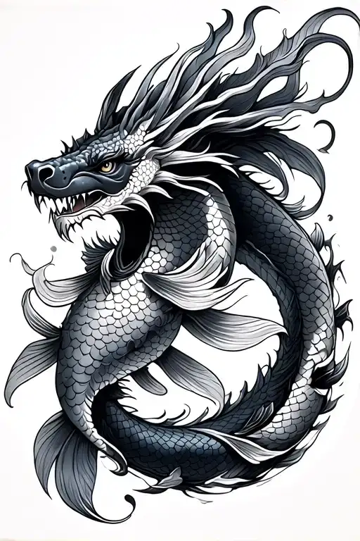 Koi Fish Transforming Into A Dragon