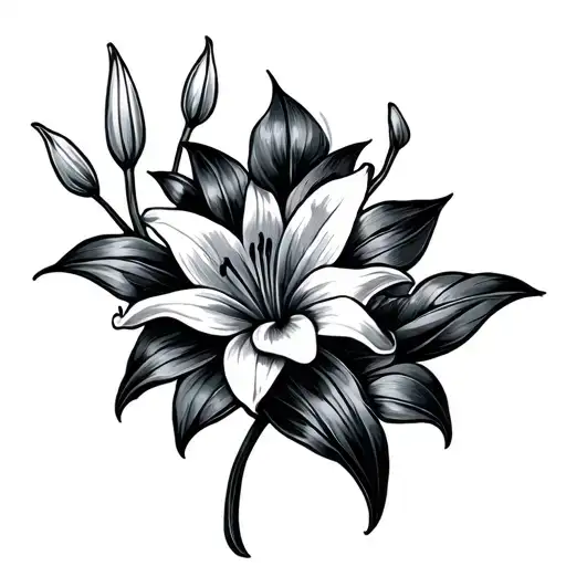 Cat Paw Print And Lily Flower