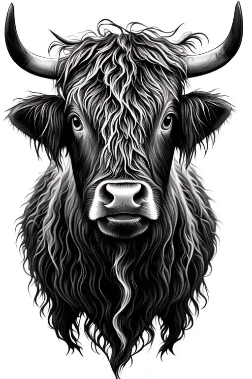 Highland Cow Head Realistic