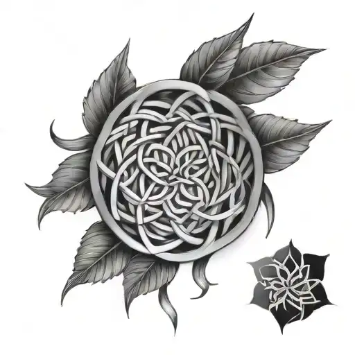 Knotwork Design Incorporating Elements Of Nature