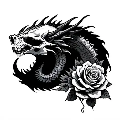 Skull And Roses Dragon Wrapped