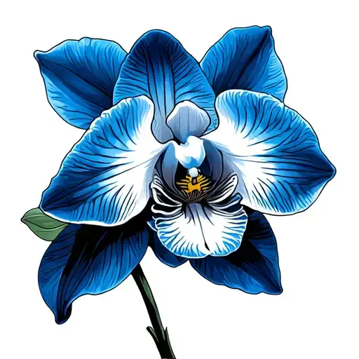 A Blue Orchid In A Asian Tradition Art
