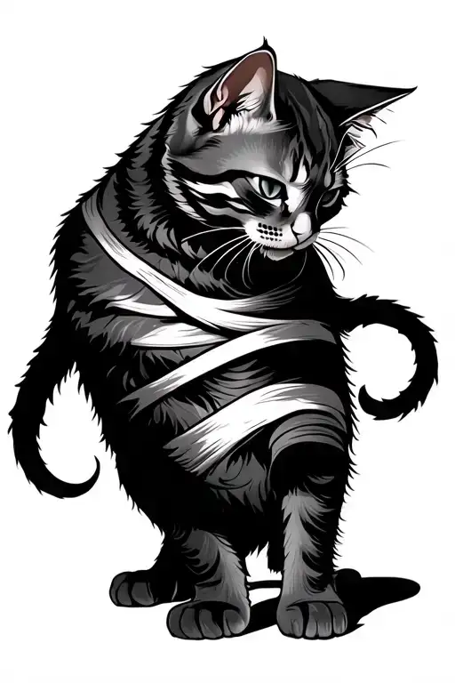 A Bony Cat Wraps His Foot Down From Top To Bottom