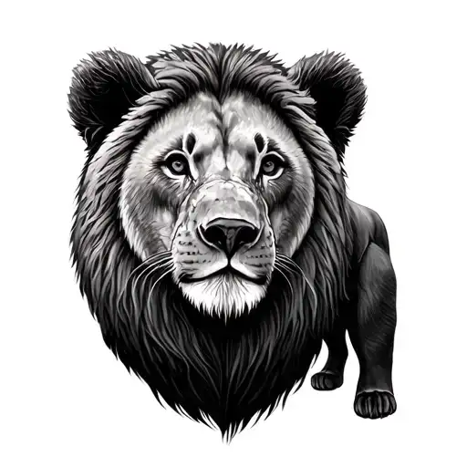 Bear Cub And Lion Club Realistic