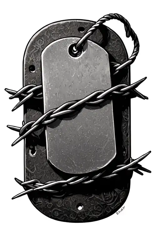 Dog Tags Mixed With Barbed Wire Arm Band