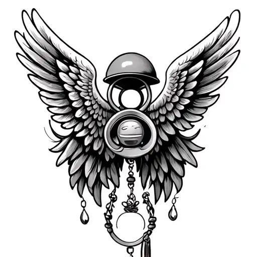 Wings And A Baby Pacifier Hanging