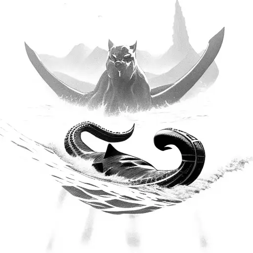 A Walking Black Panther With Ocean Tema Maybe Waves And The Sharks