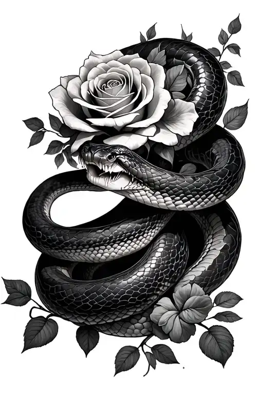 Boa Constrictor Wrapped Head Replaced With Rose Flowers And Vines Comes Off Body