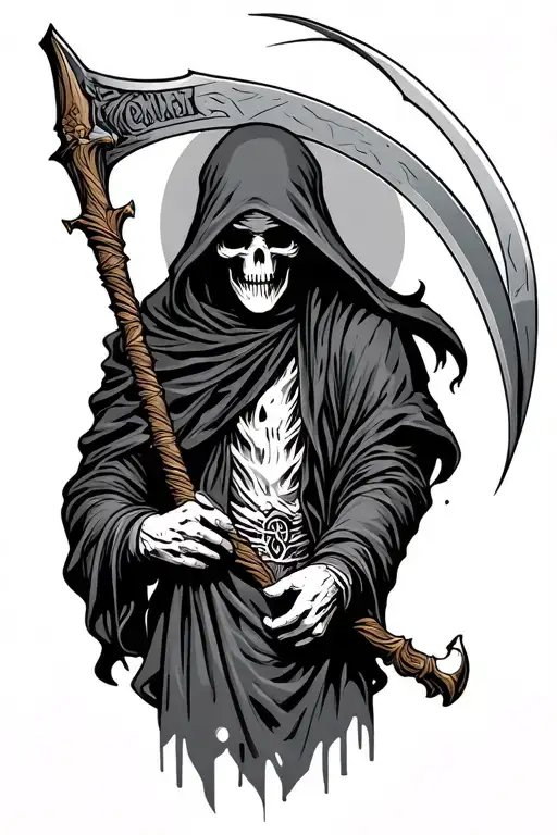 Grim Reaper Holding A Scythe