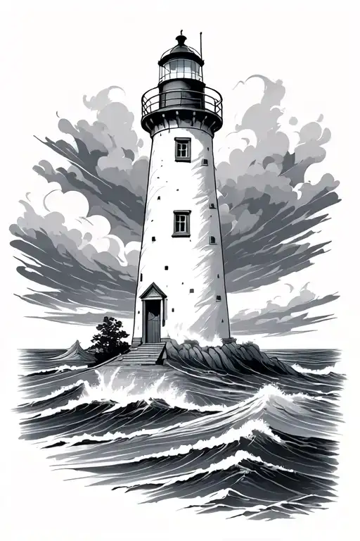 Lighthouse And Stormy Sky