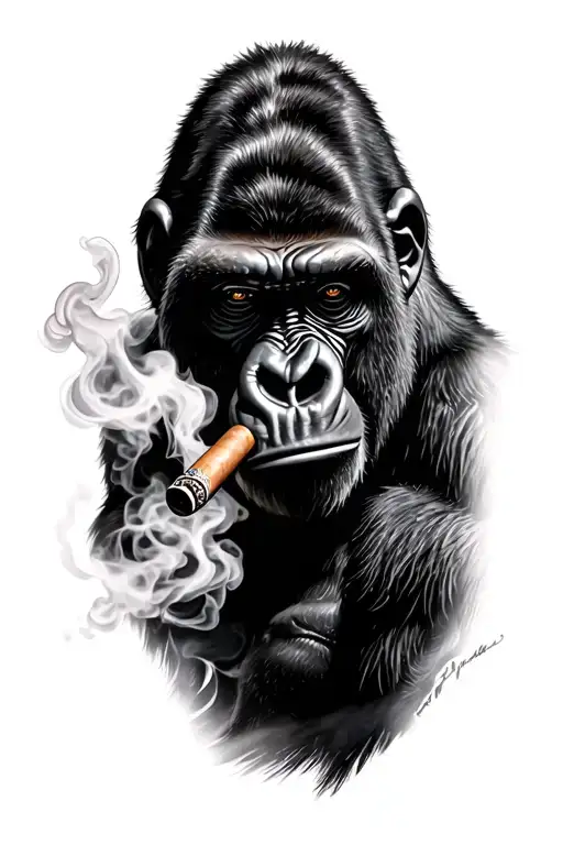 Gorilla Smoking Cigar Smoke