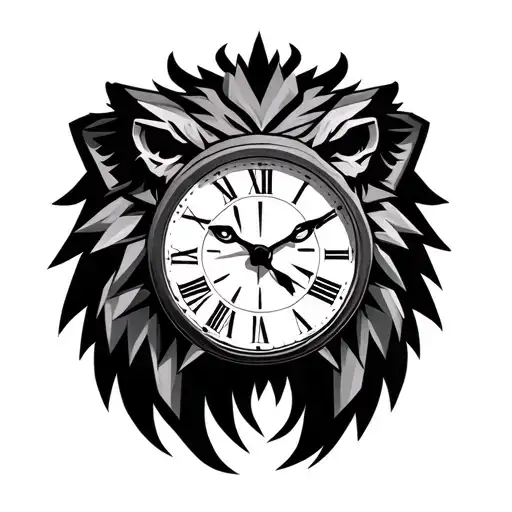 Clock Prague With Geometric Lion Head