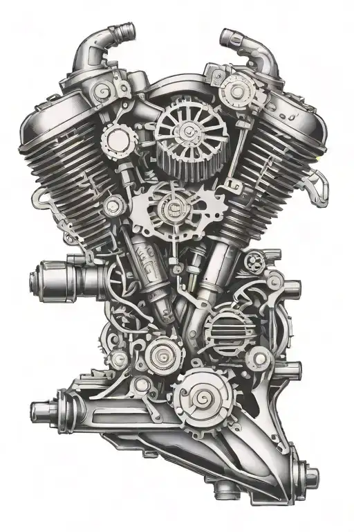 A Motorcycle Engine Morphing Into A Intricate Gun Design