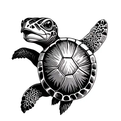 Turtle With Lauburu On Shell Pattern