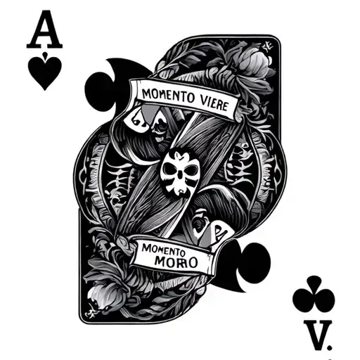 Ace Of Hearts Playing Card Featuring The Words Momento Vivere Momento Mori
