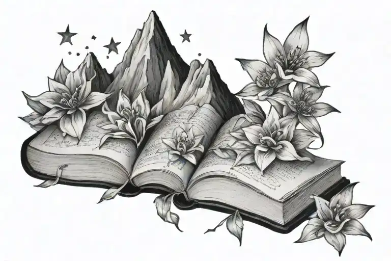 Books Flowers Mountain Stars