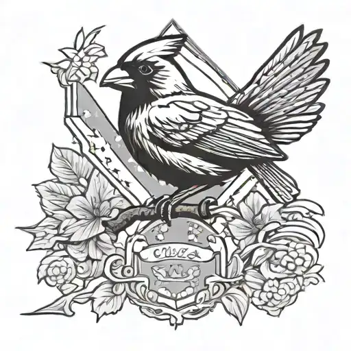 Ohio Flag With Cardinal Bird