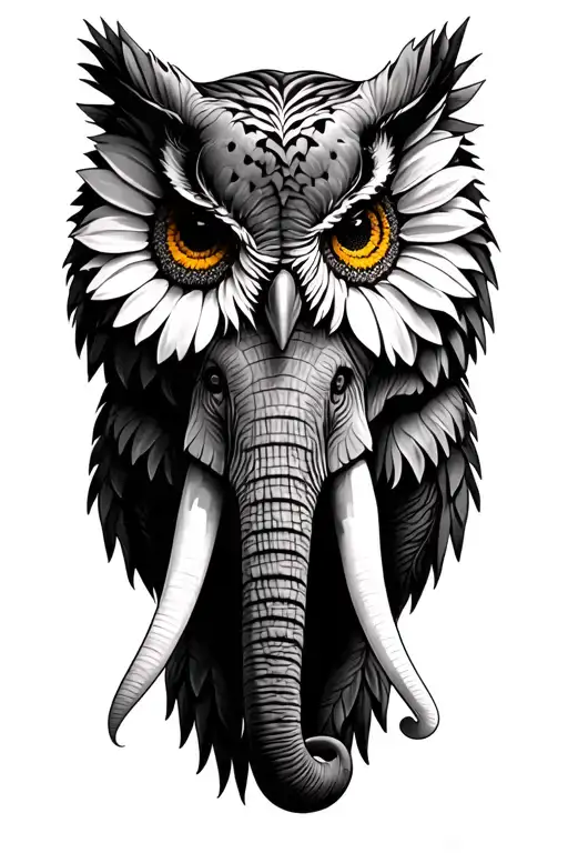 Elephant Owl Sunflower