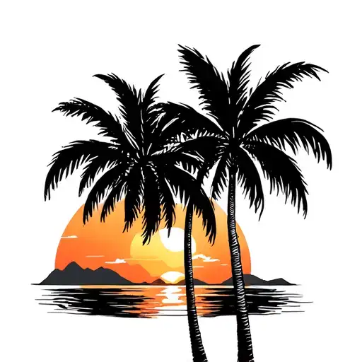 Palm Trees Colors Sunset