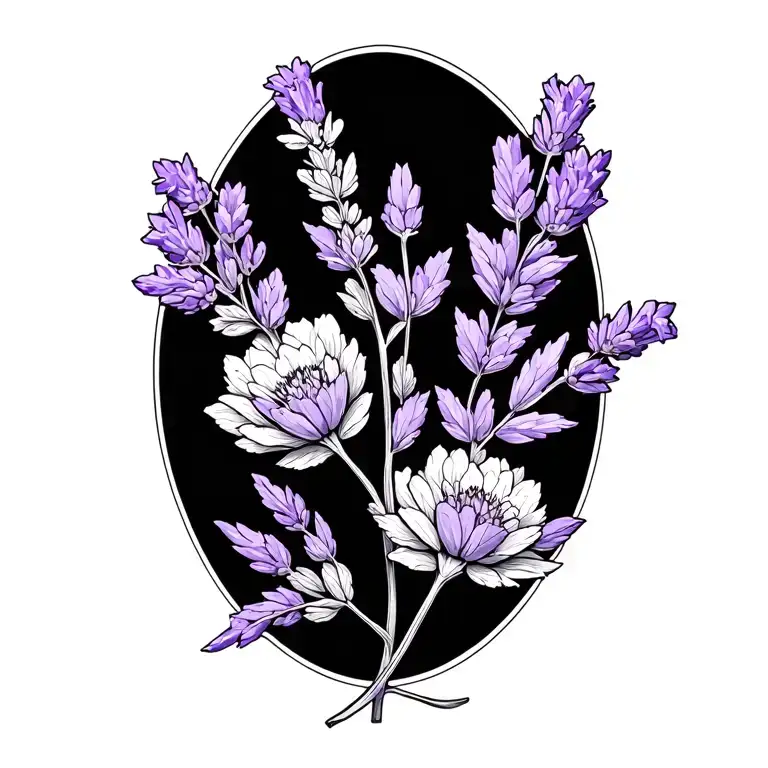 Lavender Sprig Fine Line Feminine