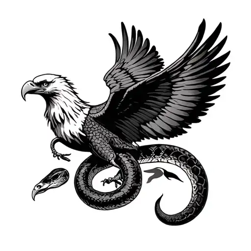 Mexican Eagle Ripping Apart A Snake