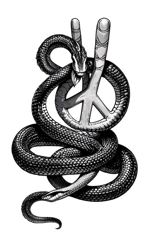 Snake Wrapped Around Peace Sign
