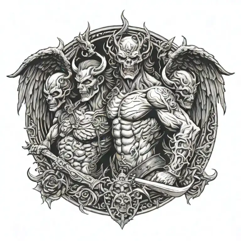 Half Angel And Demon Chanied Down