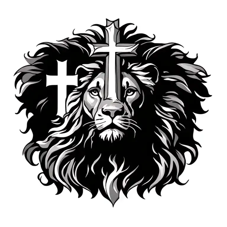 Lion Of Judah With Cross And Wife Son Initials Incorporated