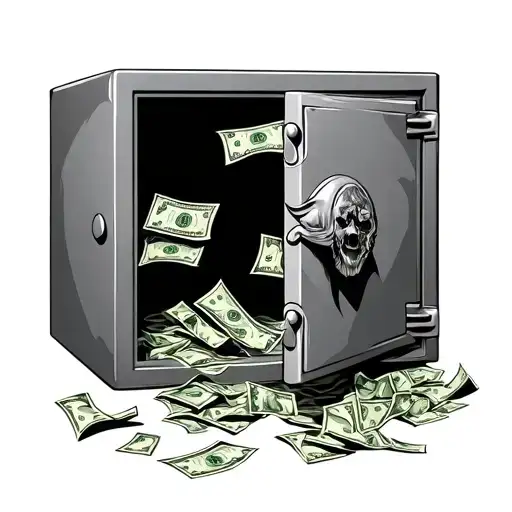 Open Safe With Door And Money Falling Out