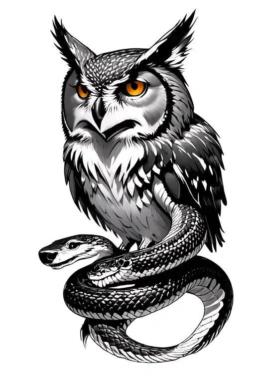 Wolf Owl And Snake Facing Forward