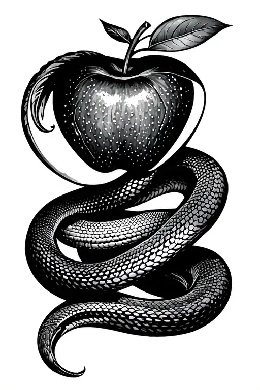 Snake Coiled Around Apple
