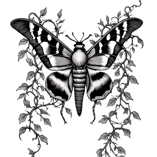 Moth Surrounded By Vines Wrapping