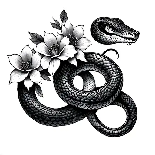 Snake With Flowers Intertwined