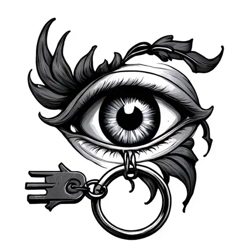 Mano Cornuta And Evil Eye On Key Ring