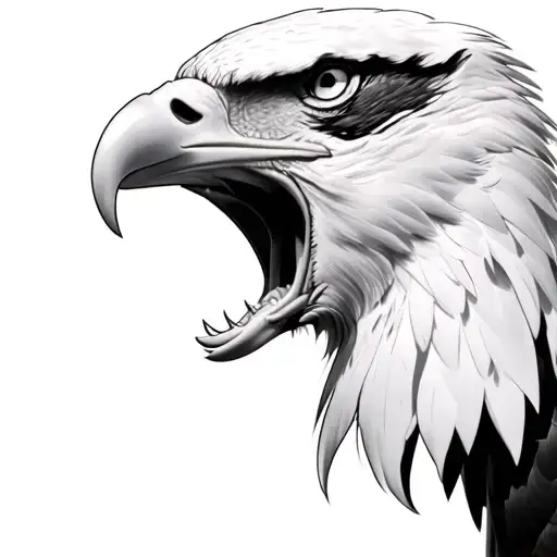 Hyper Realistic Side Profile Of Screaming Bald Eagle