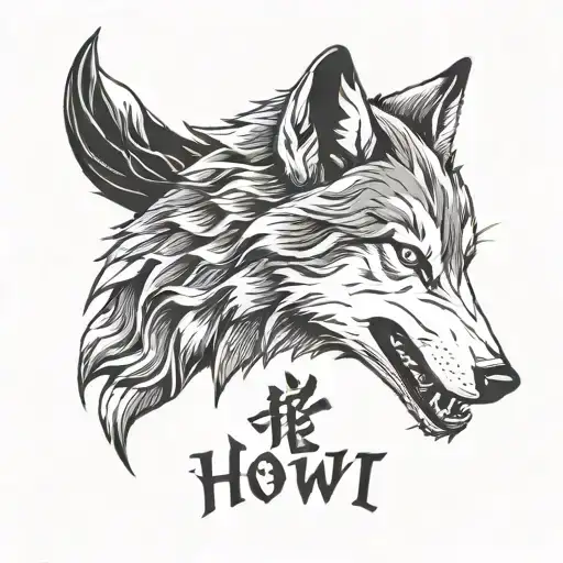 Forearm Band Wolf Howl Japanese Quote On Band