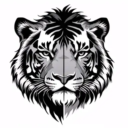 Half Lion Head Half Tiger Head