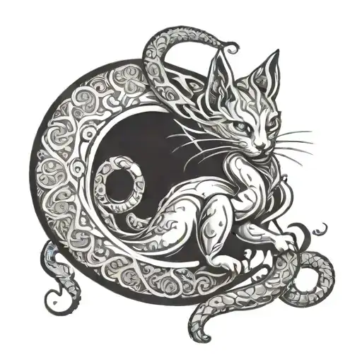 Crescent Moon Woman Cat Scorpion