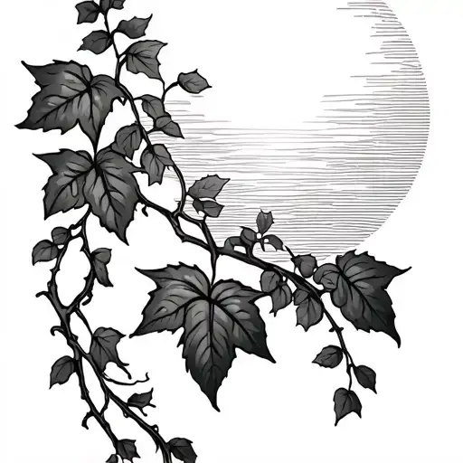 Ivy Vine With Sun Rising In The Right Hand Corner