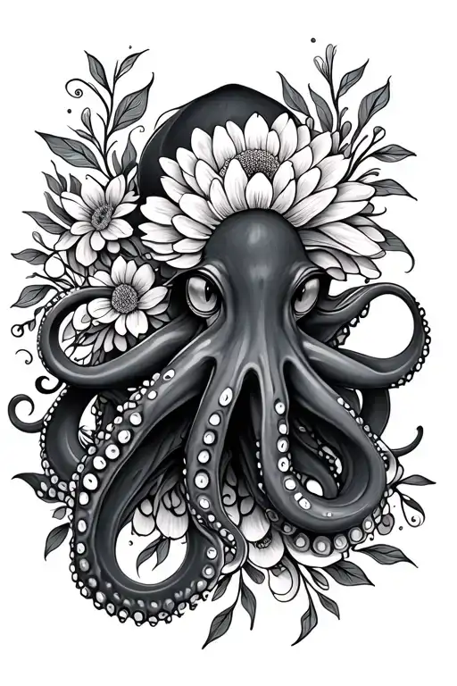 Octopus Hugging Flower Mandala