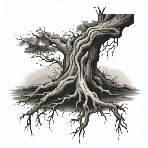 A Tree With Roots Breaking Through Chains To Signify Strength And Resilience Against Anxiety