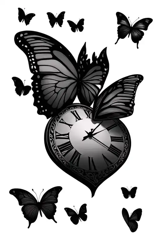 1111 Butterfly Heart Clock