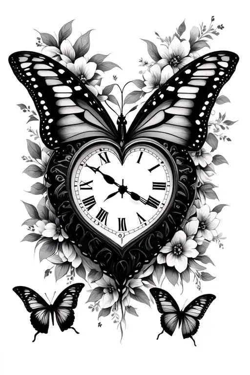 Butterfly Heart Clock Displaying 11 Past 11
