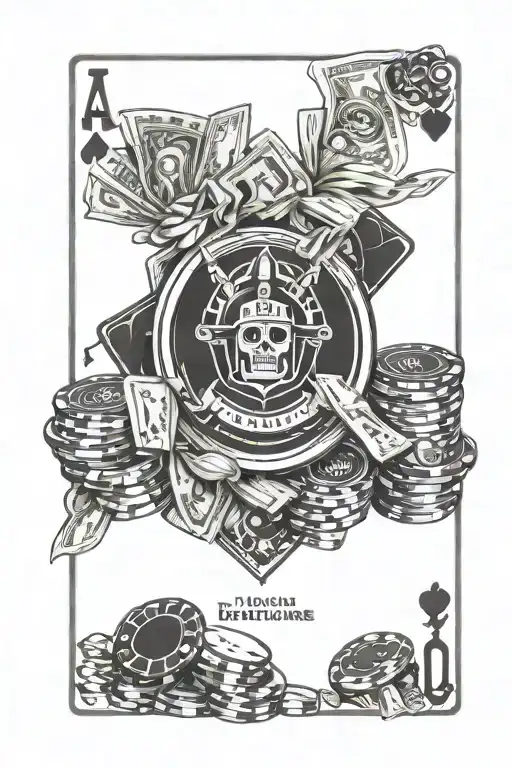 Deck Of Cards Spread With Raiders Logo On Them With A Stack Of Poker Chips And Money