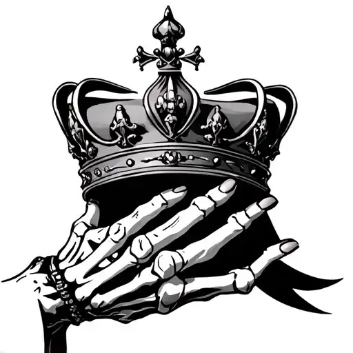 Skeleton Hand Holding Crown