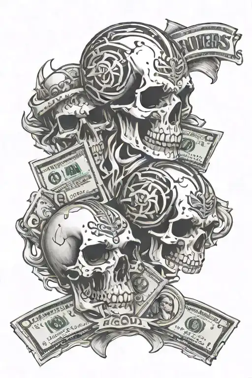 Skulls With Flames Burning Money And Somewhere Mixed In It The Words Las Vegas Raiders