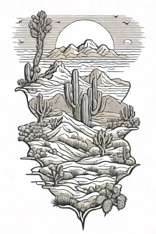 A Landscape Of Rolling Hills With Cactus In A Desert With Eagles