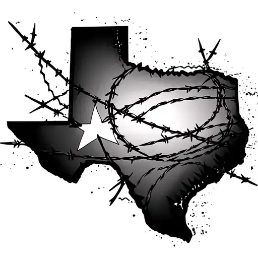 State Of Texas Out Line With Barb Wire And