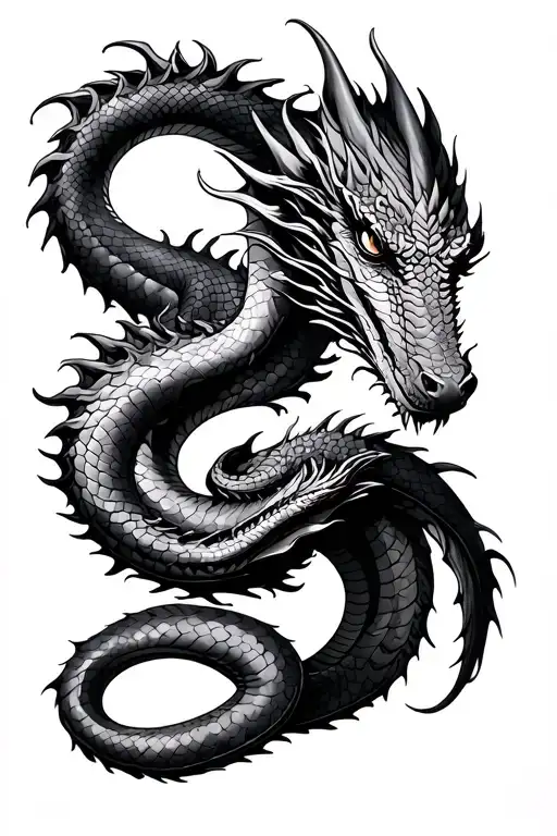 Two Dragons And Snake Wrapped